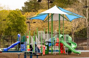 Edgewate playground with shade structures.